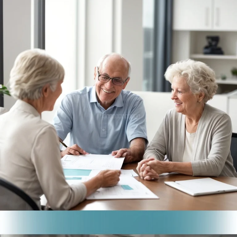 Senior couple discussing insurance options